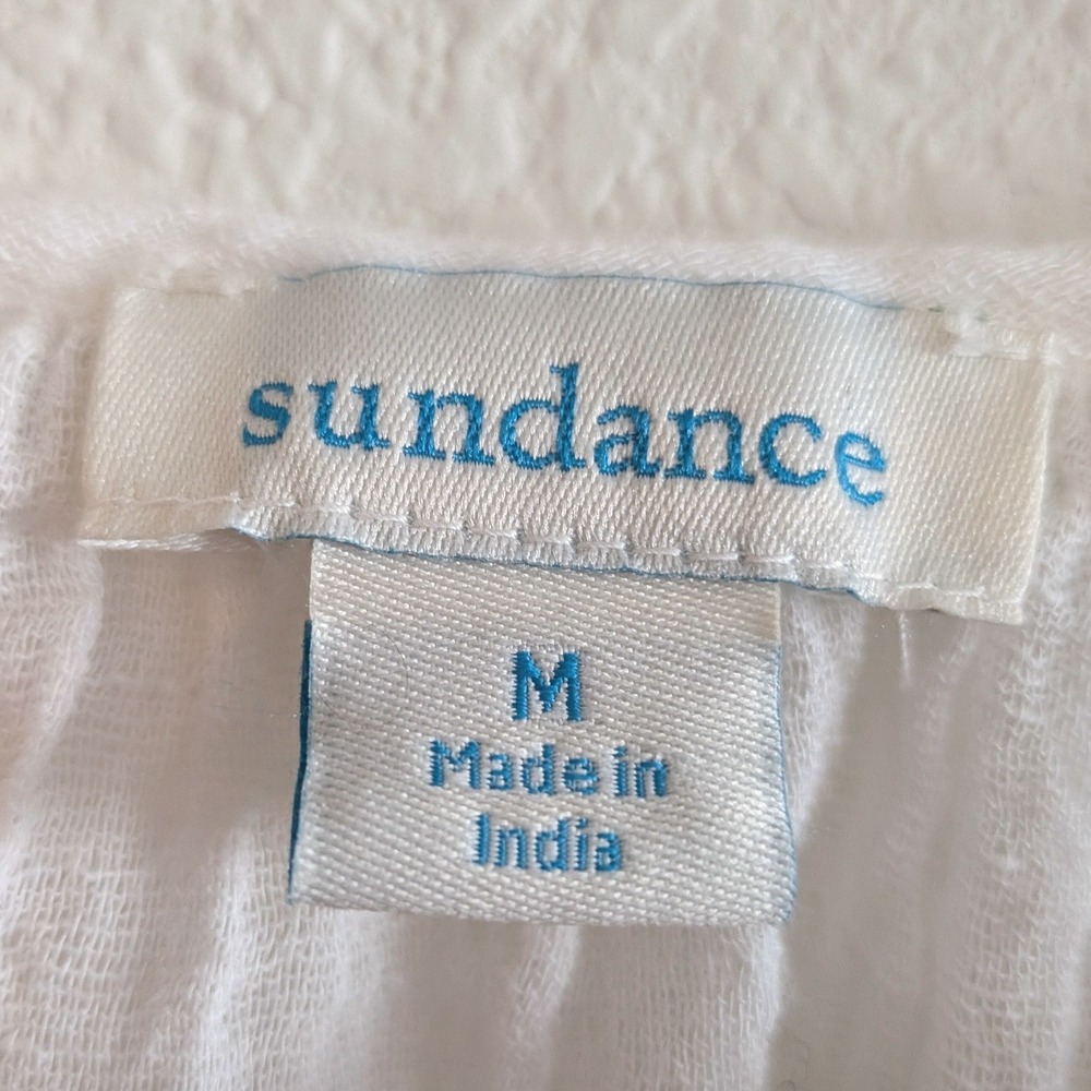 Sundance 100% Cotton Gauze Peasant Blouse | Ecru | Pintuck | Boho | Medium - Picture 4 of 8